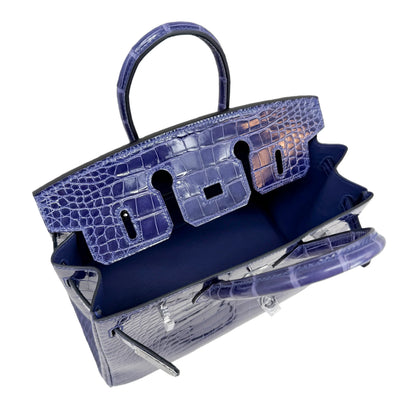 BK 25 Bleu Saphir Lisse Alligator Palladium Hardware – Exotic Mini Icon