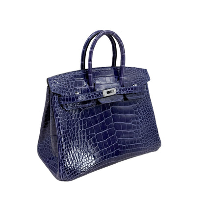 BK 25 Bleu Saphir Lisse Alligator Palladium Hardware – Exotic Mini Icon