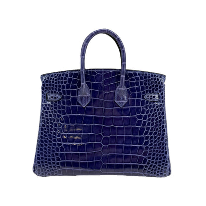 BK 25 Bleu Saphir Lisse Alligator Palladium Hardware – Exotic Mini Icon