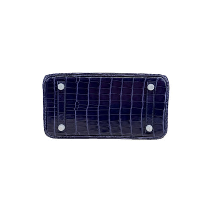 BK 25 Bleu Saphir Lisse Alligator Palladium Hardware – Exotic Mini Icon