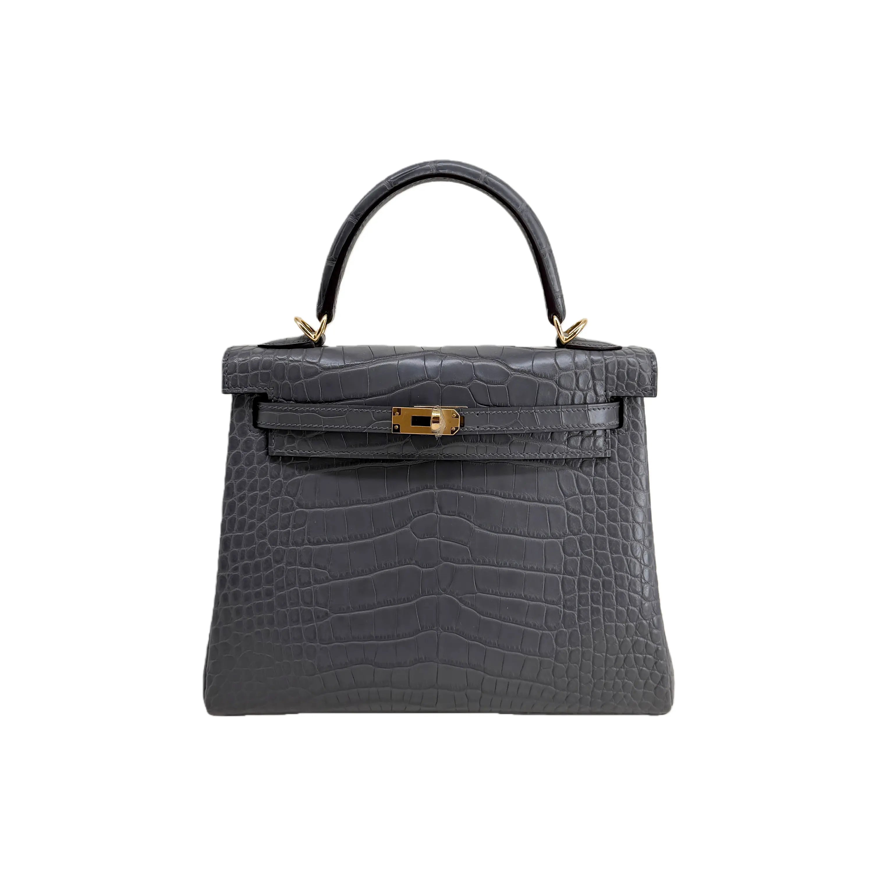 K25 Graphite Matte Alligator Gold Hardware – Storm-Gray Exotic Mini