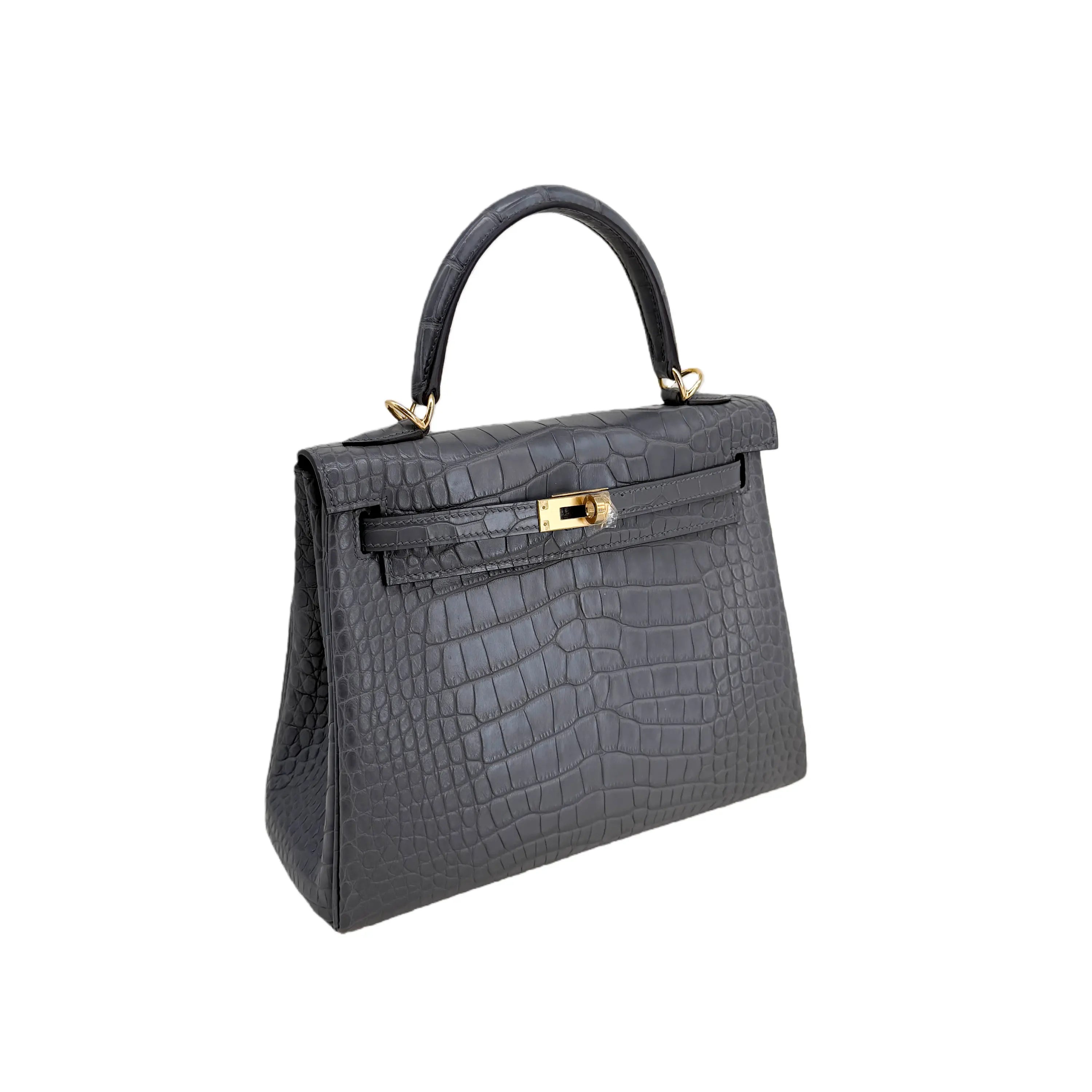K25 Graphite Matte Alligator Gold Hardware – Storm-Gray Exotic Mini