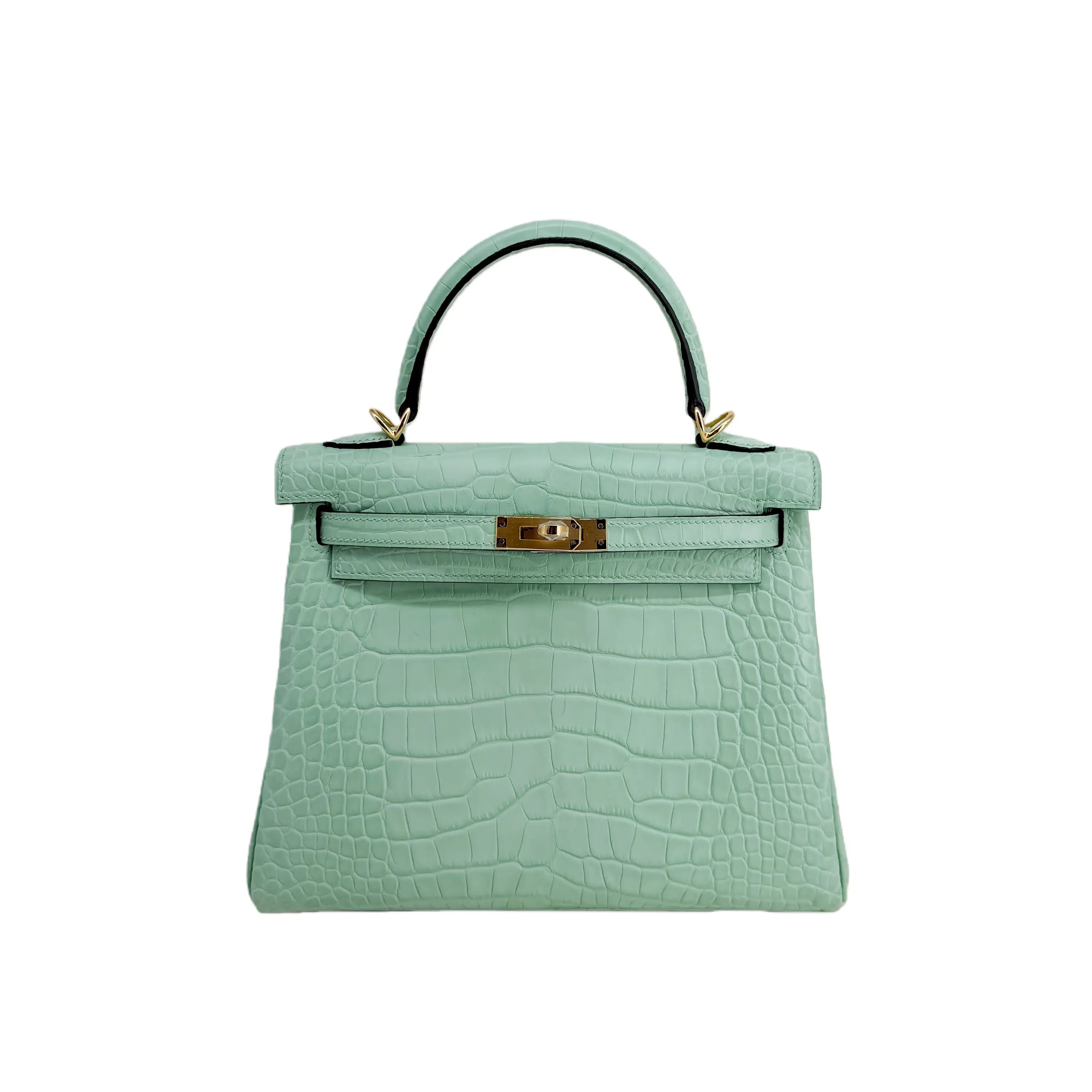 K25 Vert d'Eau Matte Alligator Gold Hardware – Mint-Fresh Exotic Mini