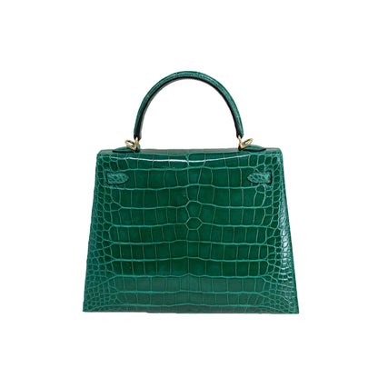 K25 Emerald Green Lisse Alligator Gold Hardware