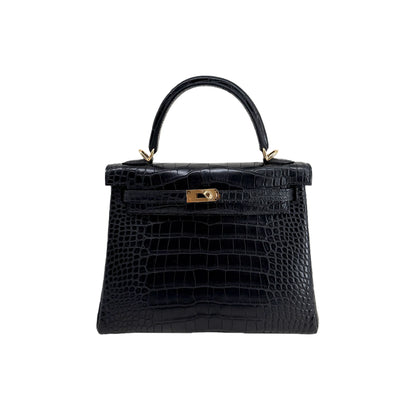 K25 Noir Lisse Alligator Gold Hardware – Midnight Exotic Mini