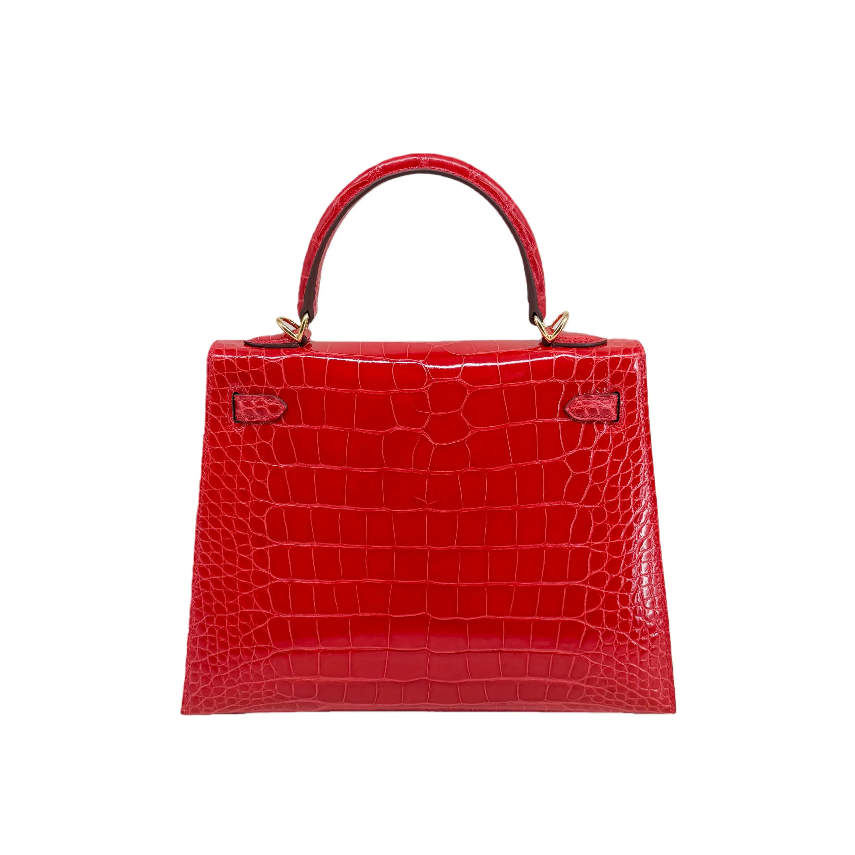 K25 Fiery Red Lisse Alligator Gold Hardware