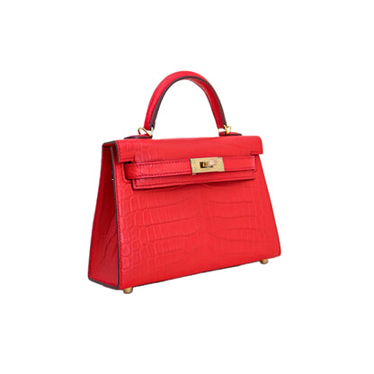 MK II 20 Matte Alligator Handbag Cherry Red