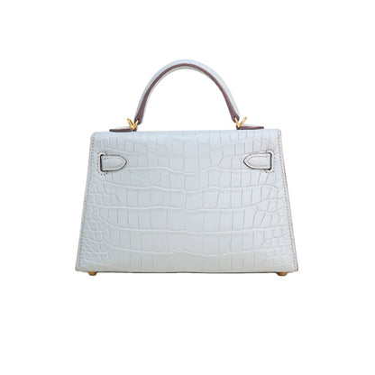MK II 20 Matte Alligator Handbag Pure White