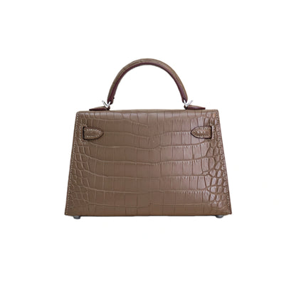 MK II 20 Matte Alligator Handbag Taupe Brown