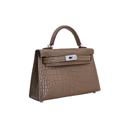MK II 20 Matte Alligator Handbag Taupe Brown