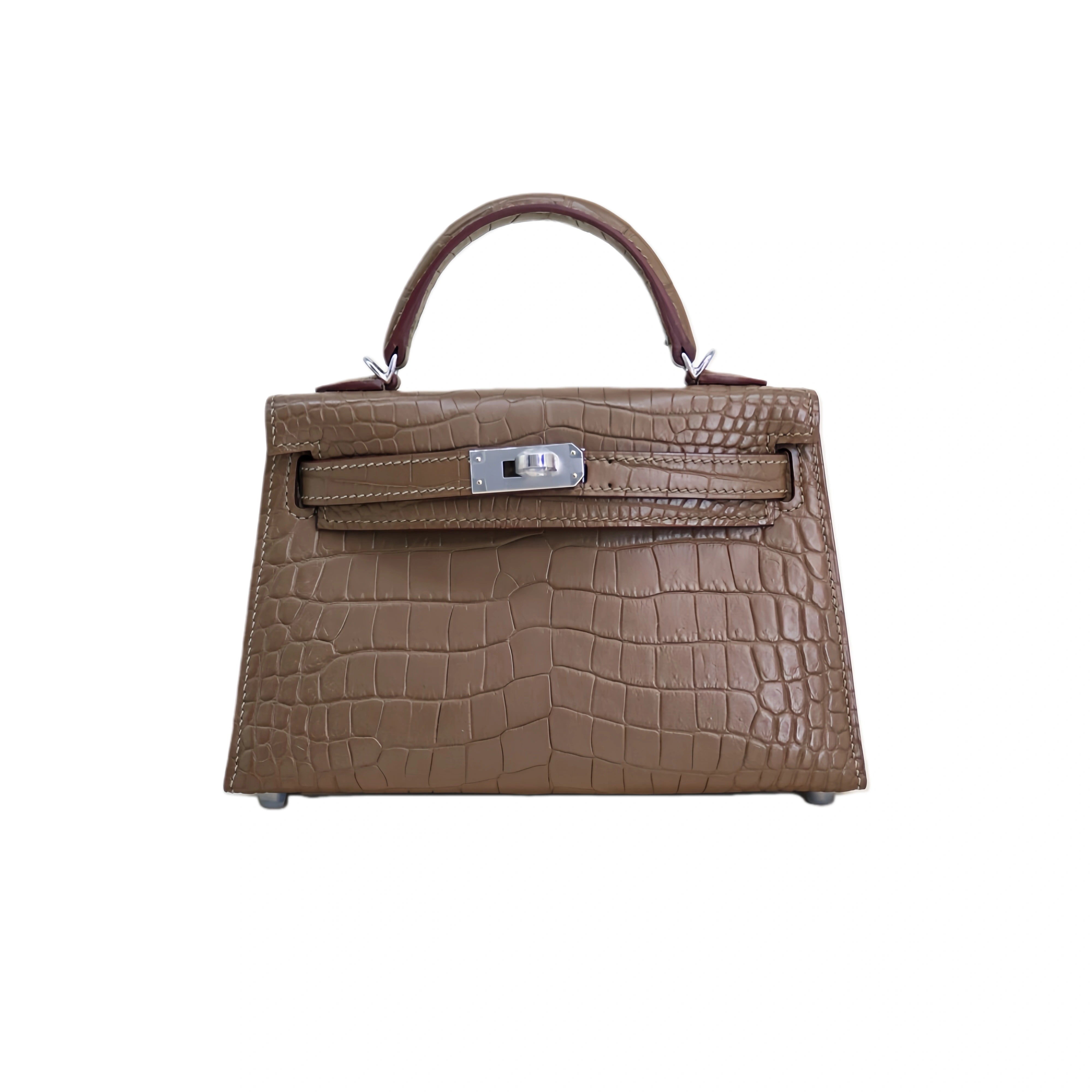 MK II 20 Matte Alligator Handbag Taupe Brown