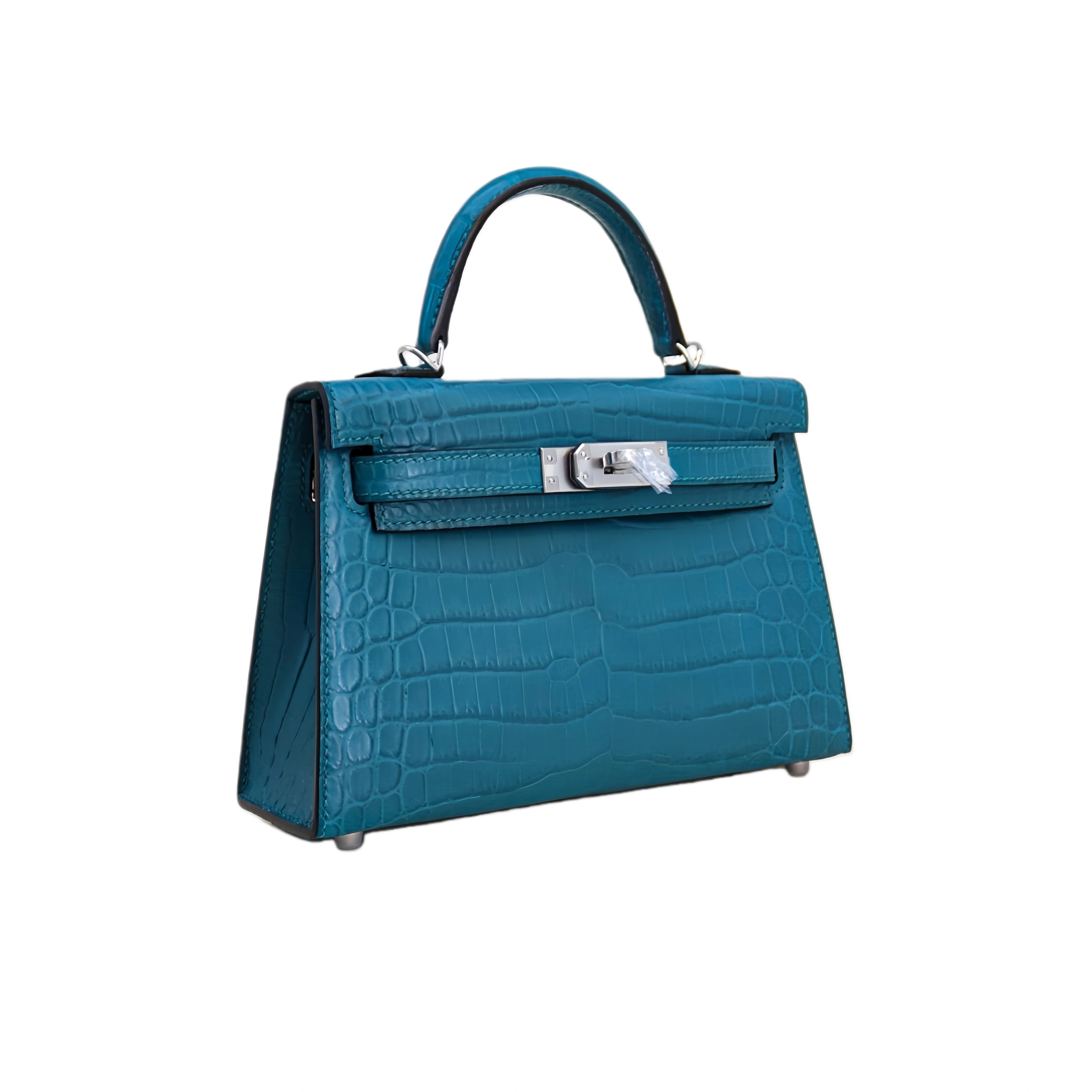 MK II 20 Matte Alligator Handbag Teal Blue