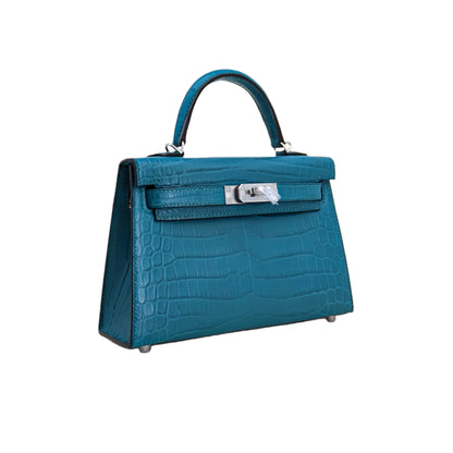 MK II 20 Matte Alligator Handbag Teal Blue