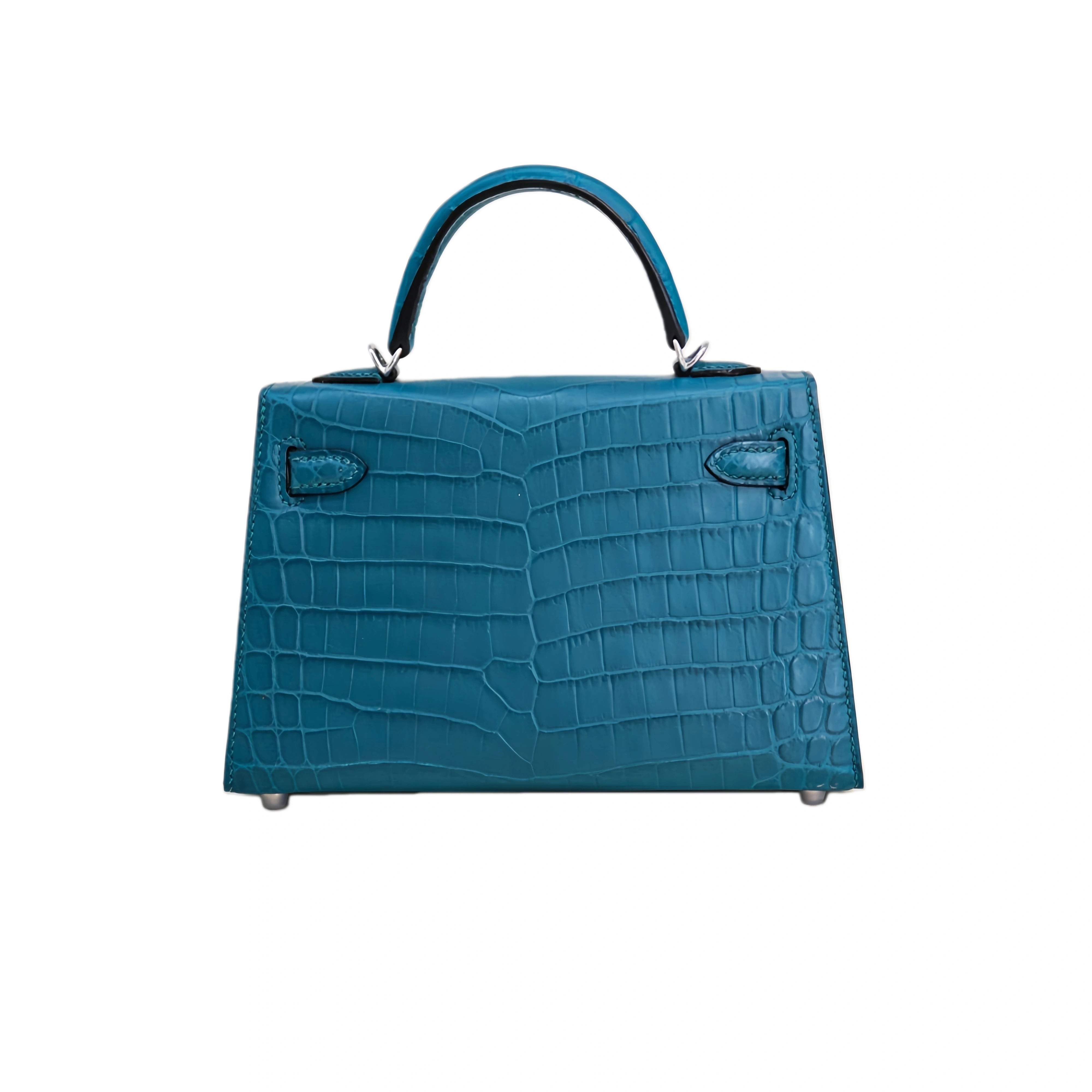 MK II 20 Matte Alligator Handbag Teal Blue