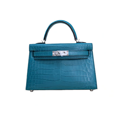 MK II 20 Matte Alligator Handbag Teal Blue