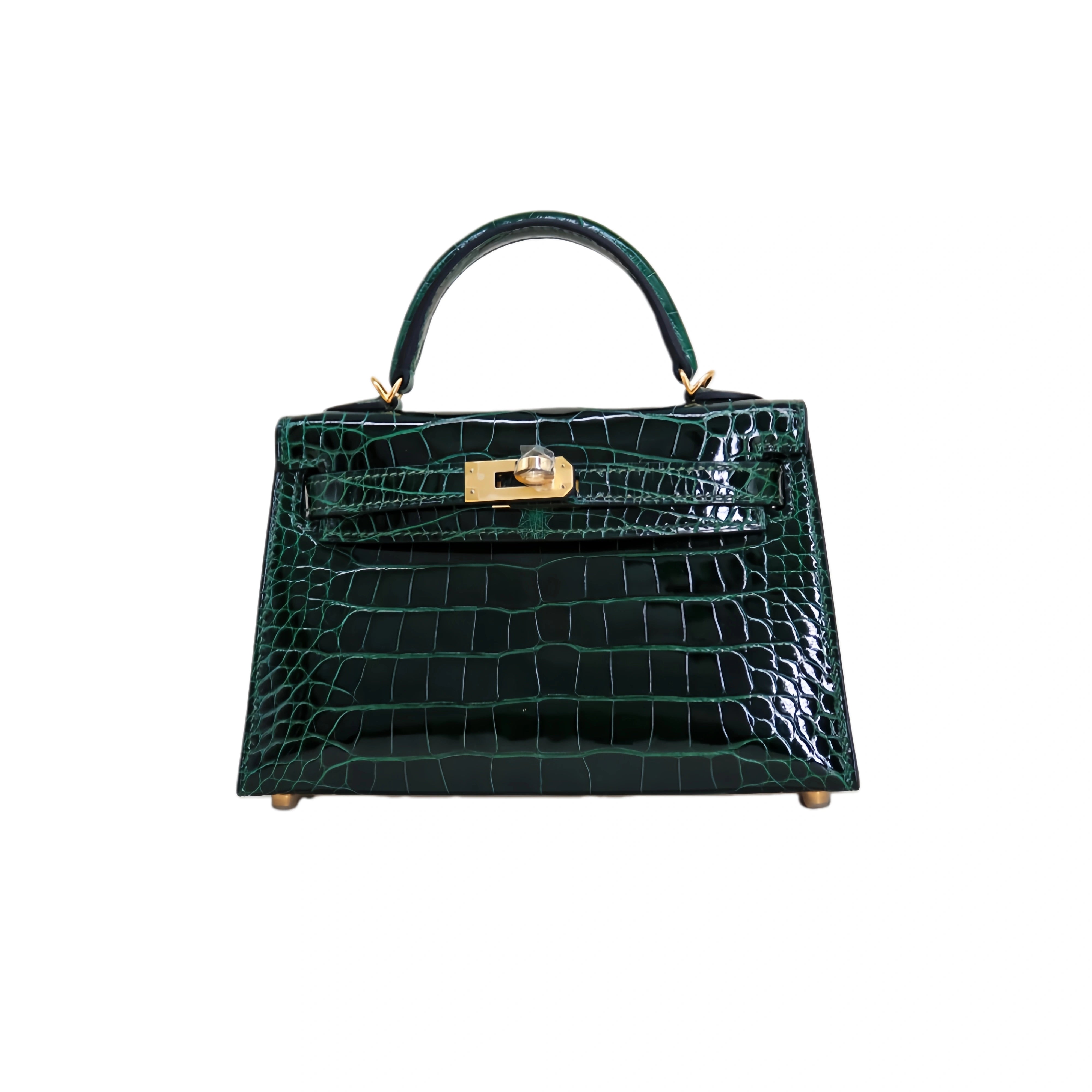 MK II 20 Lisse Alligator Handbag Forest Green