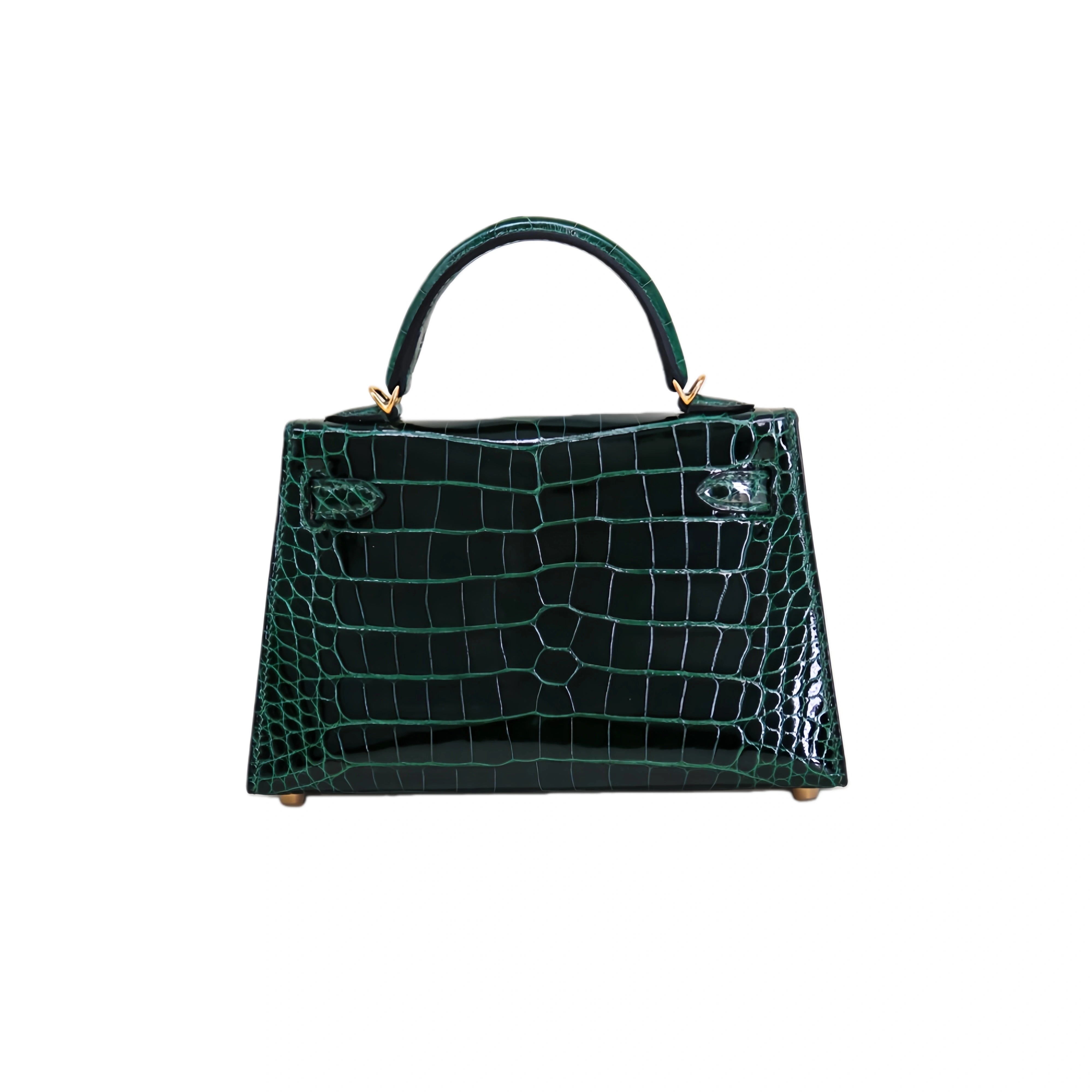 MK II 20 Lisse Alligator Handbag Forest Green