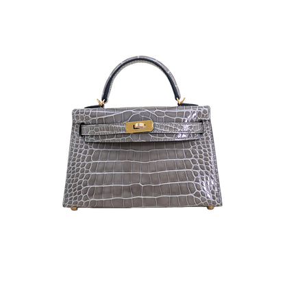 MK II 20 Lisse Alligator Handbag Elephant Grey