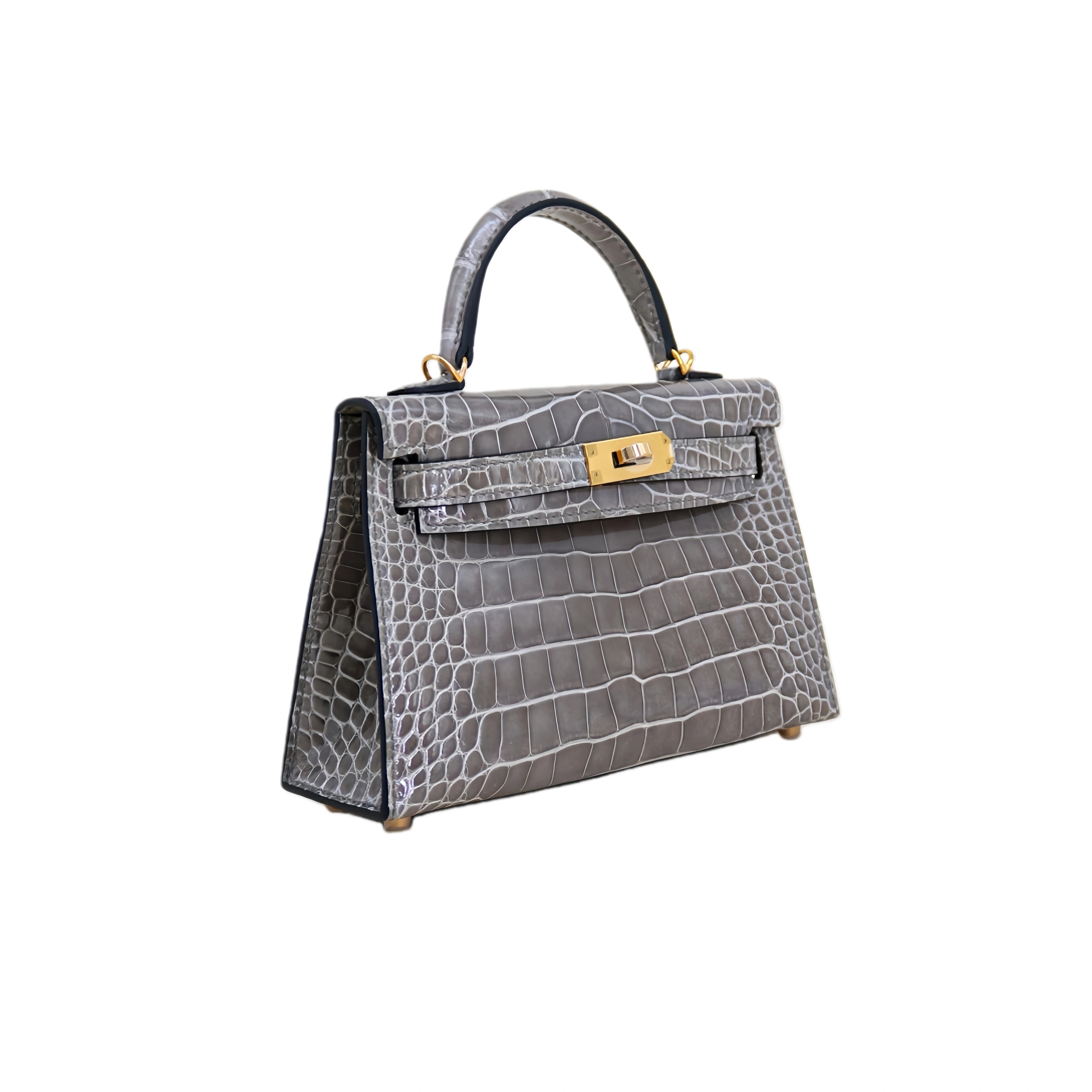 MK II 20 Lisse Alligator Handbag Elephant Grey
