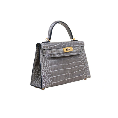 MK II 20 Lisse Alligator Handbag Elephant Grey