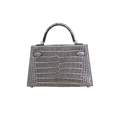 MK II 20 Lisse Alligator Handbag Elephant Grey