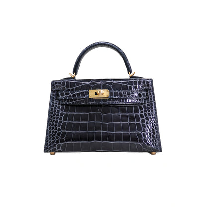 MK II 20 Lisse Alligator Handbag Bleu Marine
