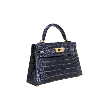 MK II 20 Lisse Alligator Handbag Bleu Marine