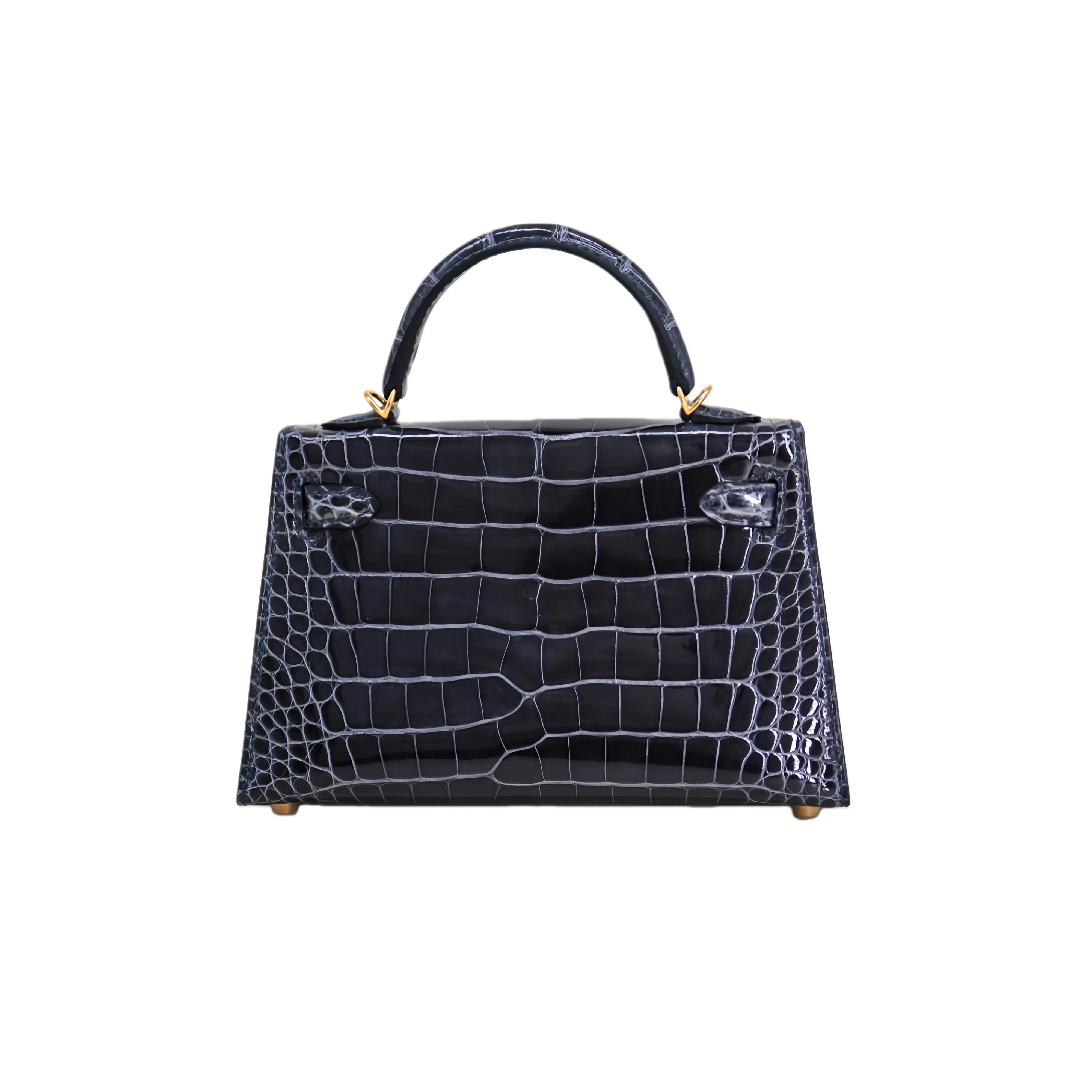 MK II 20 Lisse Alligator Handbag Bleu Marine