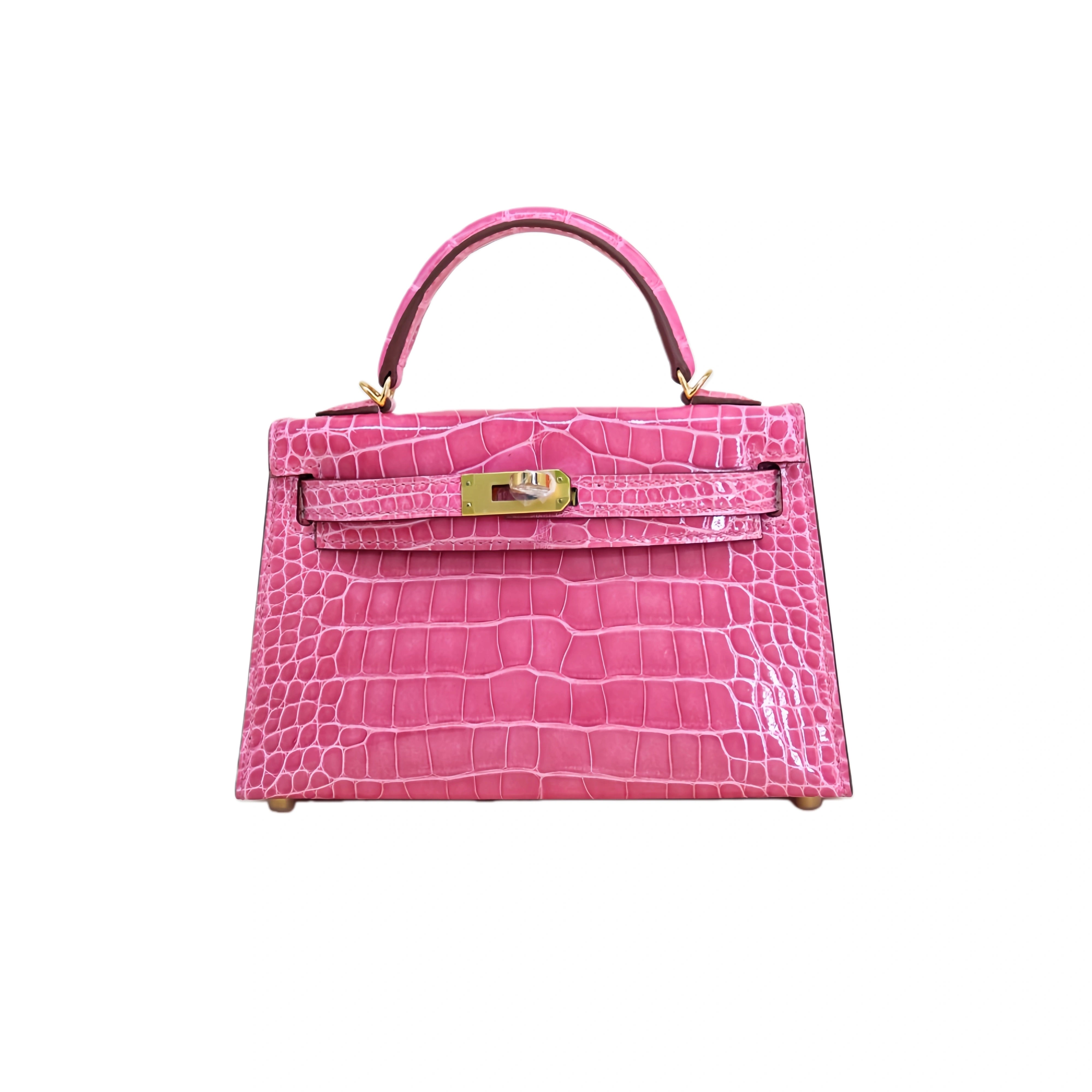MK II 20 Lisse Alligator Handbag Fuchsia Pink