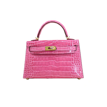 MK II 20 Lisse Alligator Handbag Fuchsia Pink