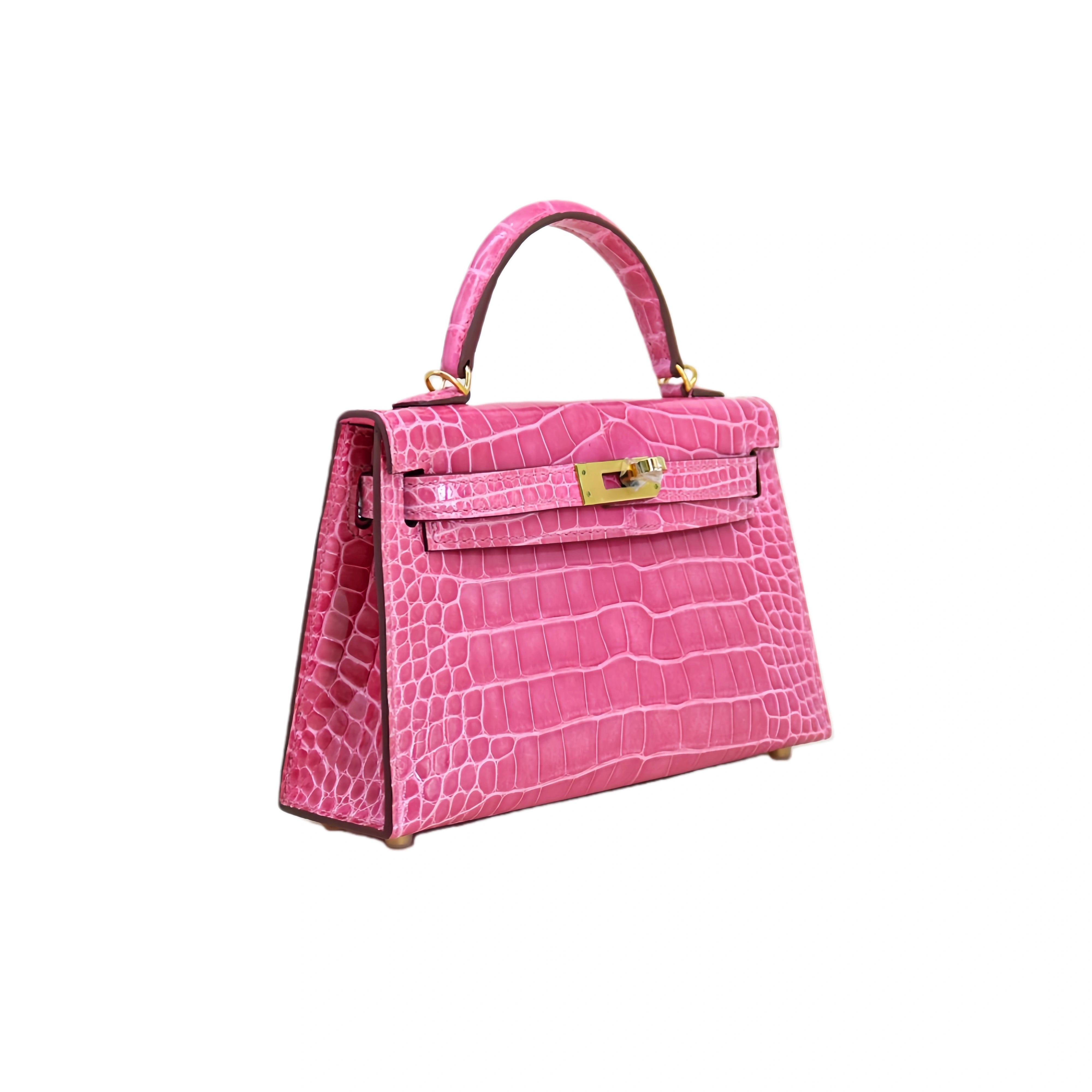 MK II 20 Lisse Alligator Handbag Fuchsia Pink