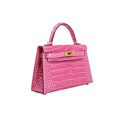 MK II 20 Lisse Alligator Handbag Fuchsia Pink