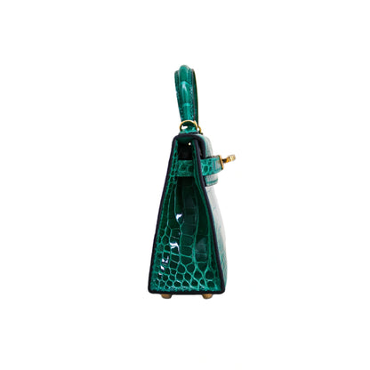 MK II 20 Lisse Alligator Handbag Emerald Green