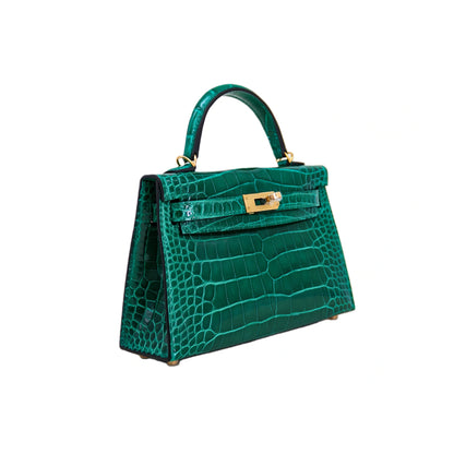 MK II 20 Lisse Alligator Handbag Emerald Green