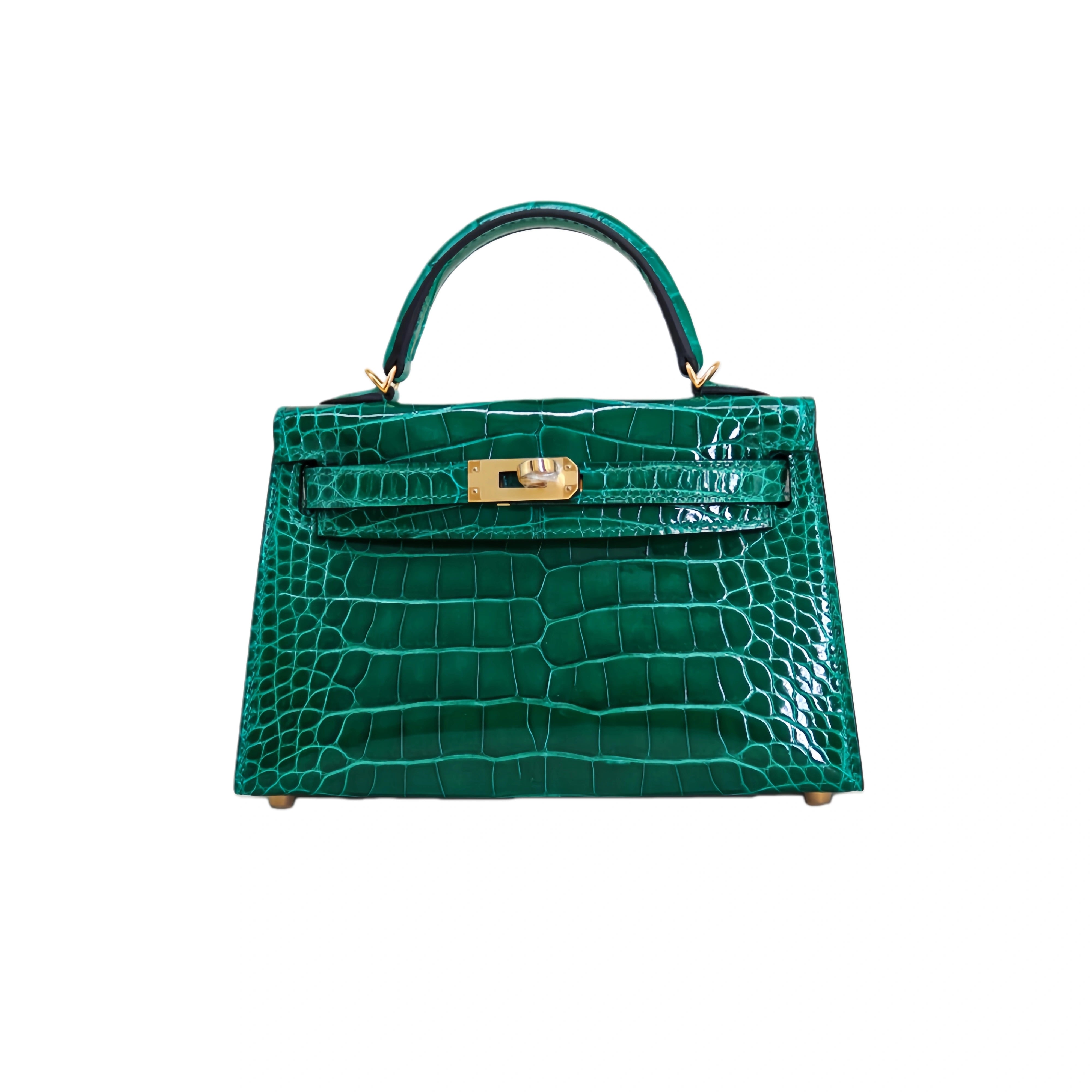 MK II 20 Lisse Alligator Handbag Emerald Green