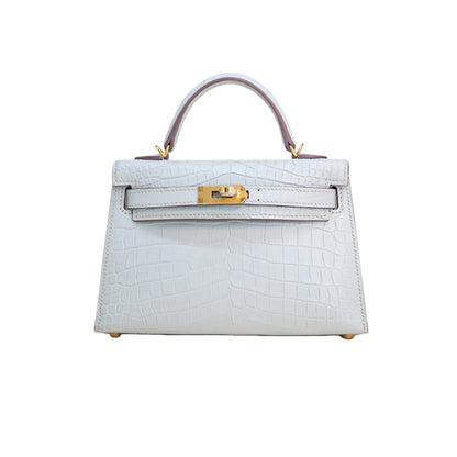 MK II 20 Matte Alligator Handbag Pure White
