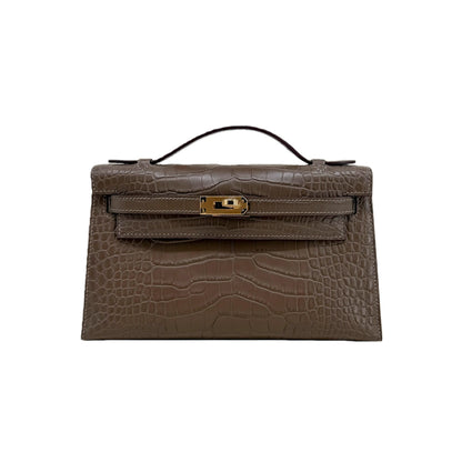 MK I 22 Taupe Matte Alligator GHW – Taupe-Gray Exotic Mini