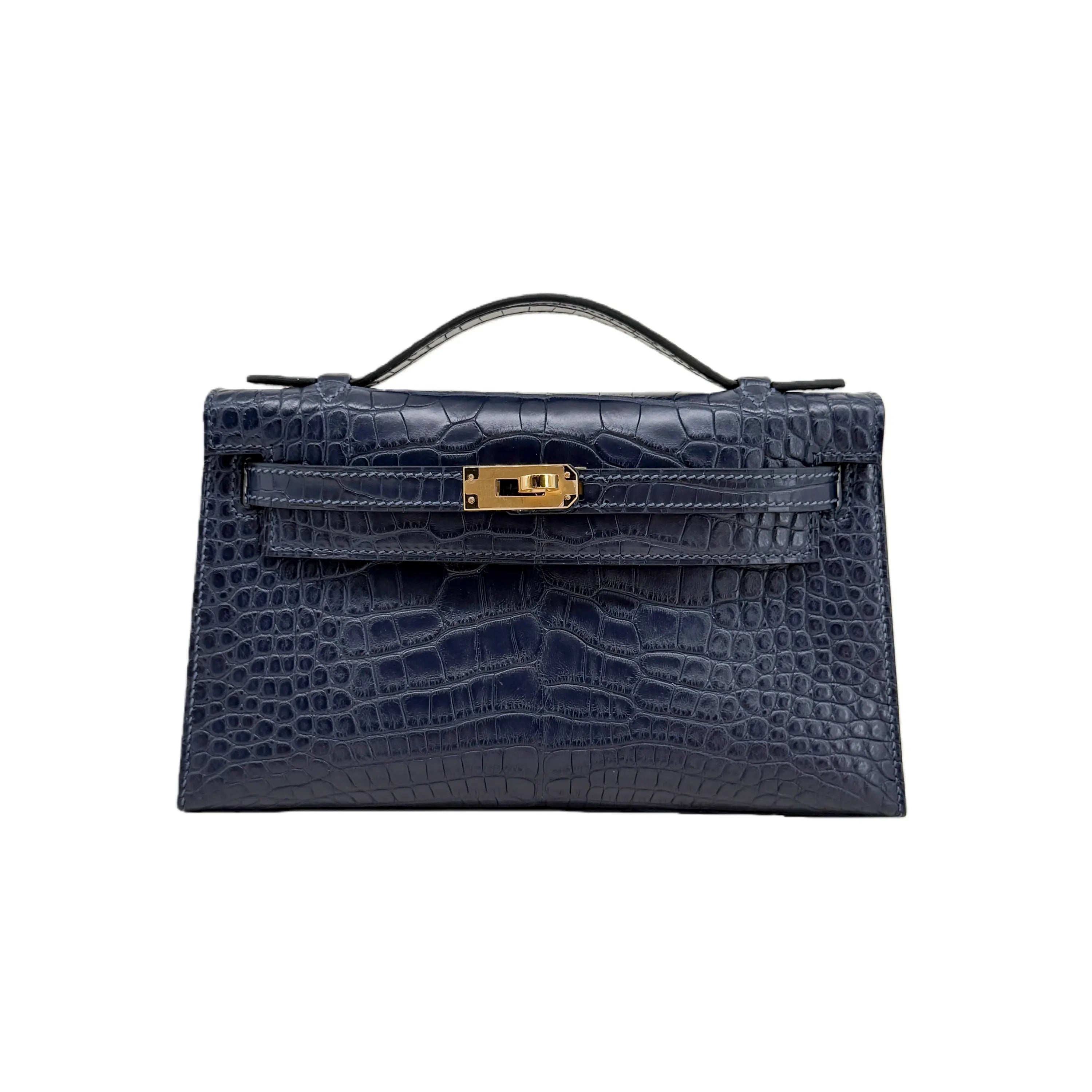 MK I 22 Bleu Marine Lisse Alligator Gold Hardware