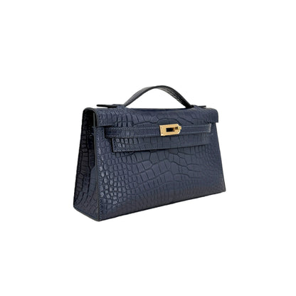 MK I 22 Bleu Marine Lisse Alligator Gold Hardware