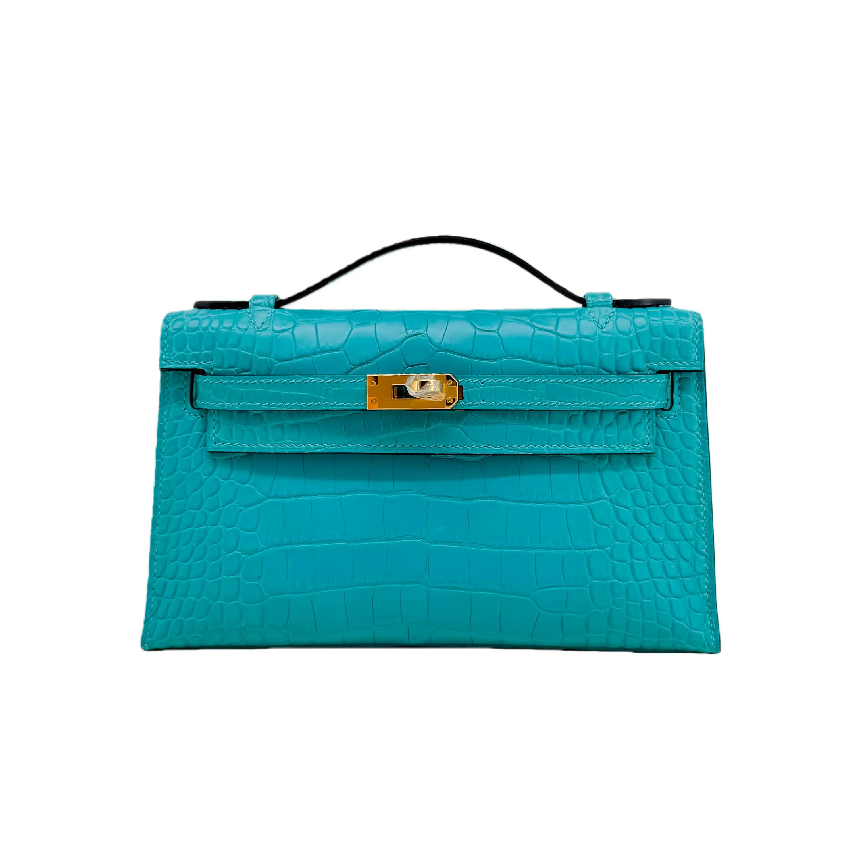 MK I 22 Bleu Paon Lisse Alligator Gold Hardware