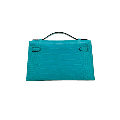 MK I 22 Bleu Paon Lisse Alligator Gold Hardware