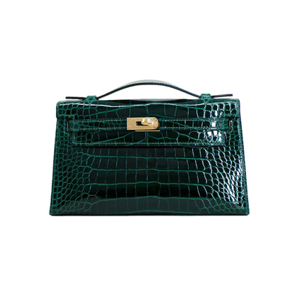 MK I 22 Lisse Alligator Handbag Forest Green