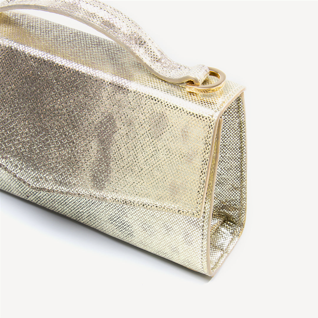 Natural, khaki chain handbag, Karung, Glittered, Gold. ALICE