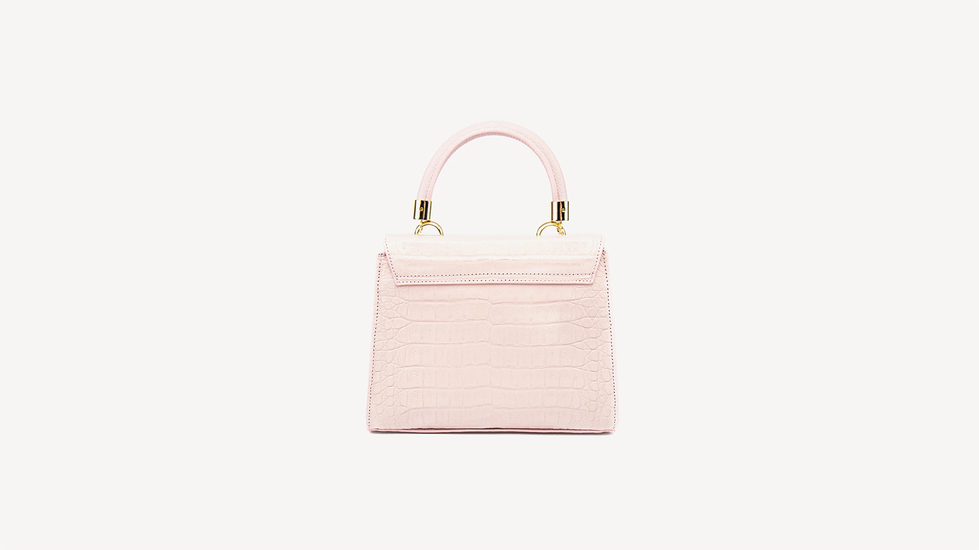 Pink purse bag, Crocodile leather. Small Michelle