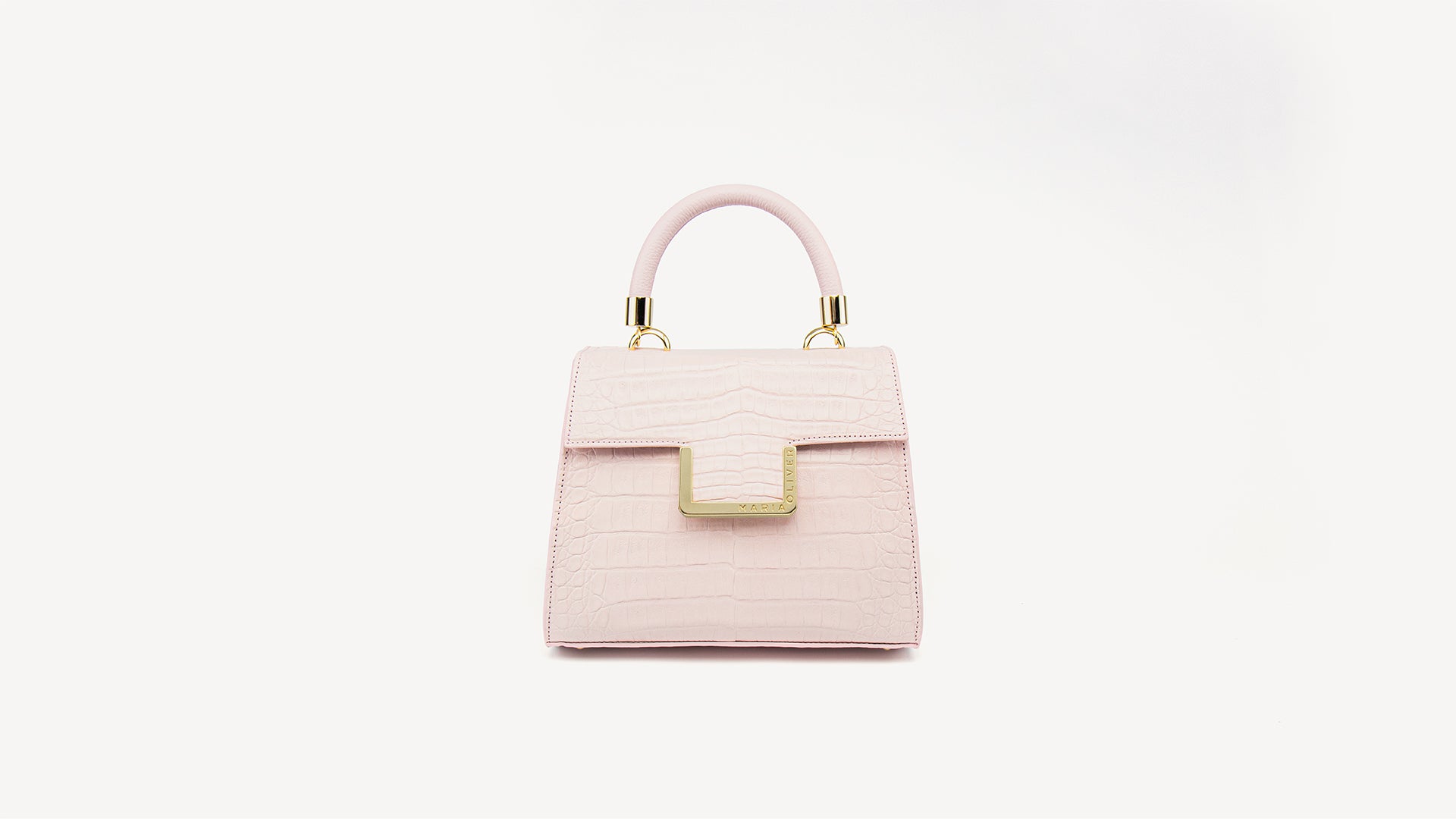 Pink purse bag, Crocodile leather. Small Michelle