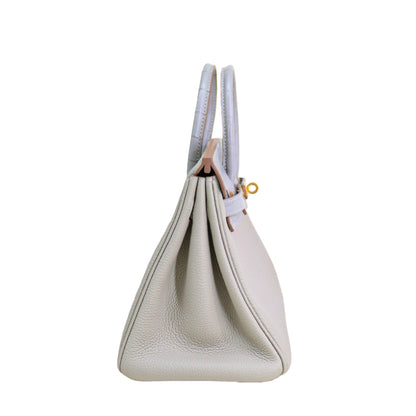 BK 25 Alligator mississippiensis & Togo Calfskin in Gris Neige