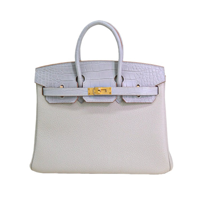 BK 25 Alligator mississippiensis & Togo Calfskin in Gris Neige